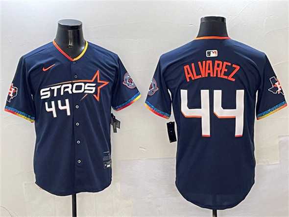 Mens Houston Astros #44 Yordan Alvarez Navy 2025 City Connect With Texas Patch Limited Stitched Jersey